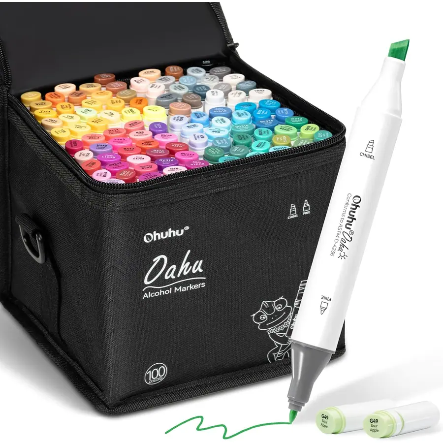 Ohuhu Alkohol Marker 100 Keil & Fein Kunstset für Zeichnen Skizzen – B07JGQ62HL