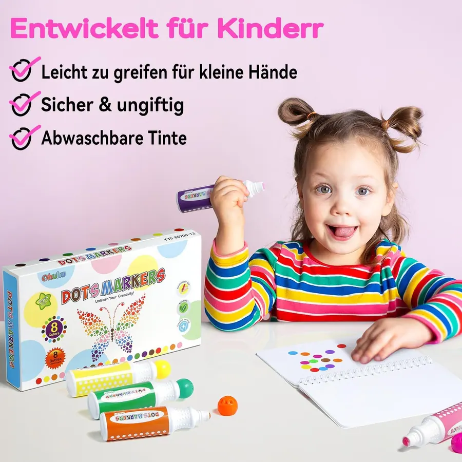 Ohuhu Bingo Dabbers, 8 Farben Auswaschbar Dot Marker für Kinder – B07RFRFTNF – Miniaturansicht 3
