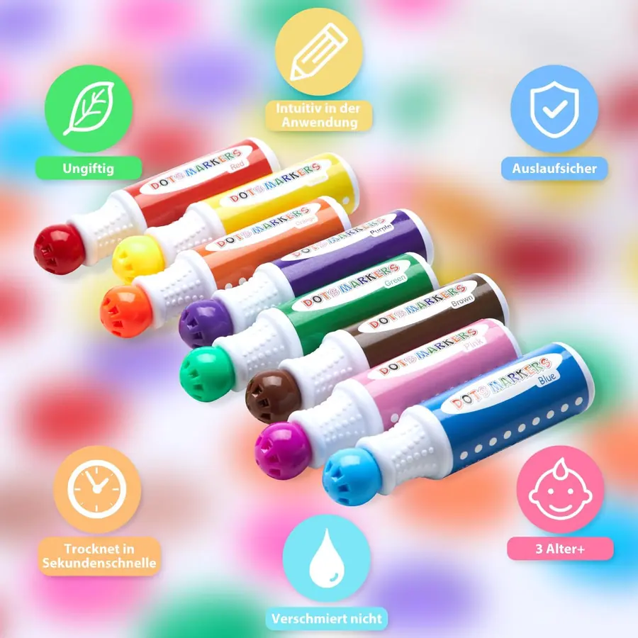 Ohuhu Bingo Dabbers, 8 Farben Auswaschbar Dot Marker für Kinder – B07RFRFTNF – Miniaturansicht 4