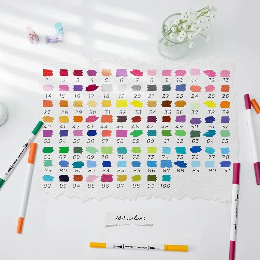 Ohuhu Filzstifte 100 Pinsel & Fineliner wasserbasiert zum Ausmalen – Miniaturansicht 4