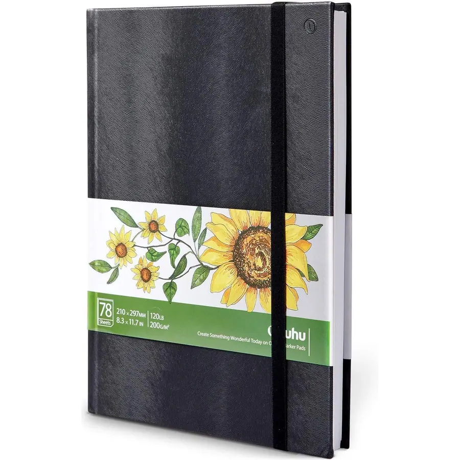 Ohuhu A4 Alkoholmarker Skizzenbuch - 200 g/m² säurefreies Papier, 156 Seiten