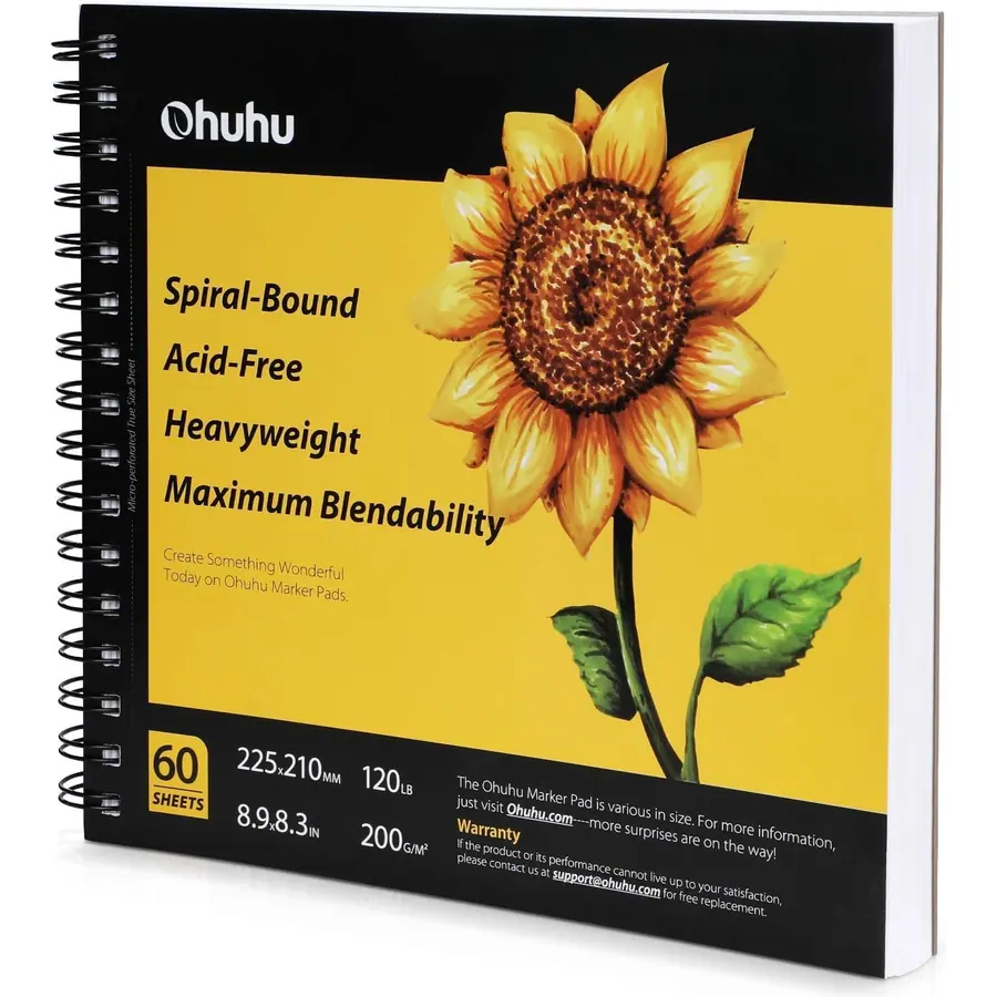 Ohuhu Skizzenbuch für Alkoholmarker - 200 g/m² Premium-Papier (kein Durchbluten), 120