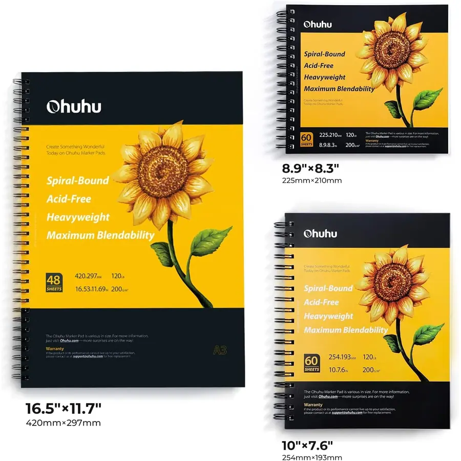 Ohuhu Skizzenbuch A3 für Alkoholmarker - 200 g/m² Premium-Papier, 96 Seiten – B08BNRG7P2 – Miniaturansicht 4