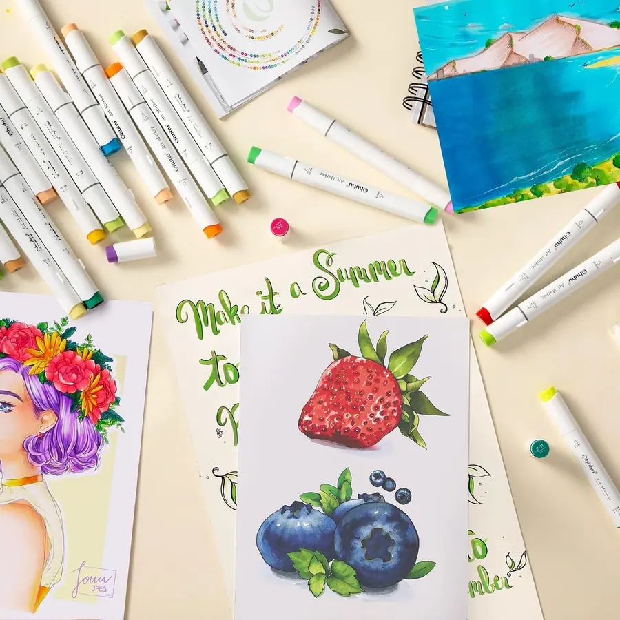Ohuhu Pinselmarker 120 Pinsel & Fein mit Mischer für Kunst – B08DJ1K88L – Miniaturansicht 2