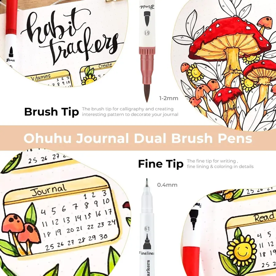 Ohuhu 160 Farben Filzstifte – Dual Brush Pen Set mit Doppelspitze – Miniaturansicht 2