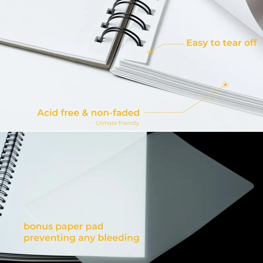 Ohuhu A4 Skizzenbuch Mischtechnik - 200g/m² säurefreies Papier – Farbe Weiß – B0C9CLDTTG – Miniaturansicht 3