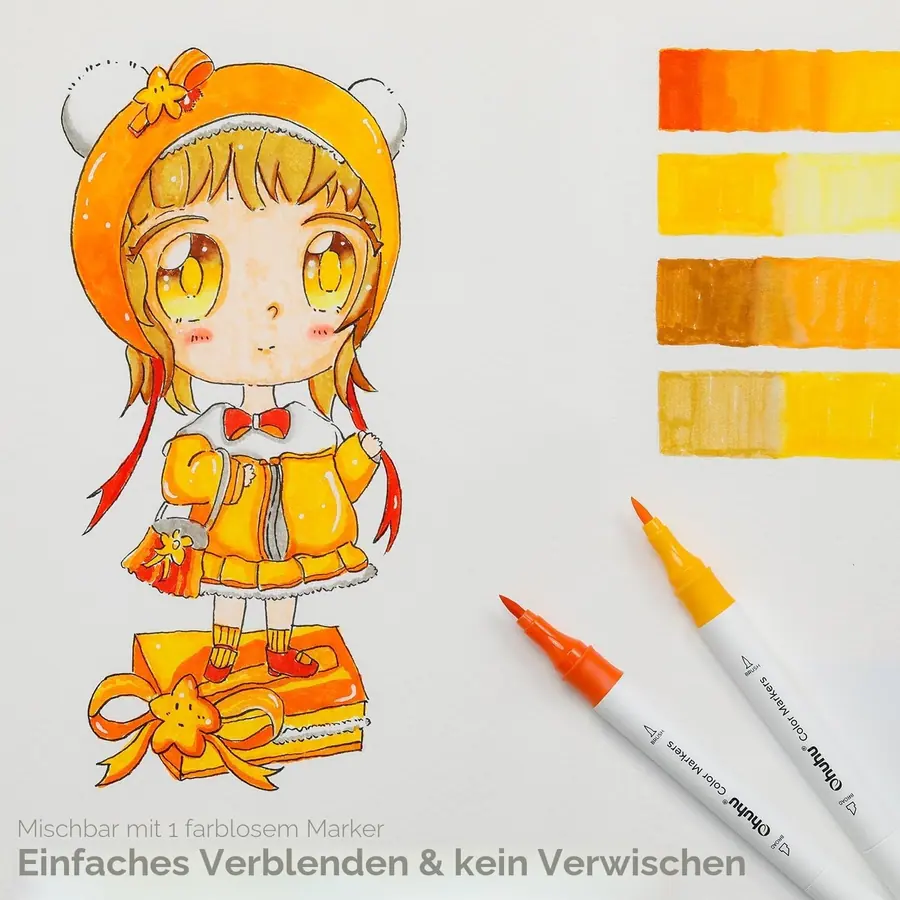 Ohuhu Marker Stifte auf Wasserbasis, 63+1 Farben Filzstifte Set – B0CB6GYKZM – Miniaturansicht 3