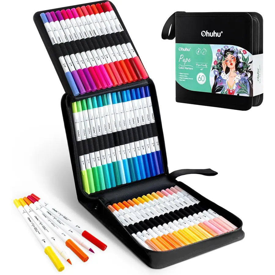 Ohuhu Filzstifte Paper-Friendly, 60 Farben Marker auf Wasserbasis – B0D9M1J46C