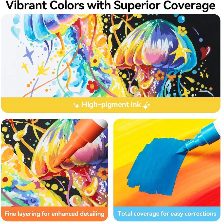 Ohuhu Acrylstifte Pinselspitze 30 Farben Großvolumen für Malerei – Miniaturansicht 3