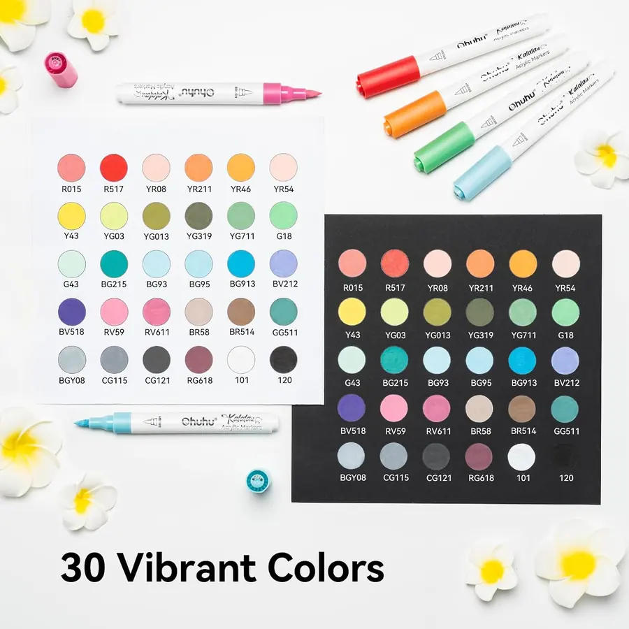 Ohuhu Acrylstifte Pinselspitze 30 Farben Großvolumen für Malerei – Miniaturansicht 4