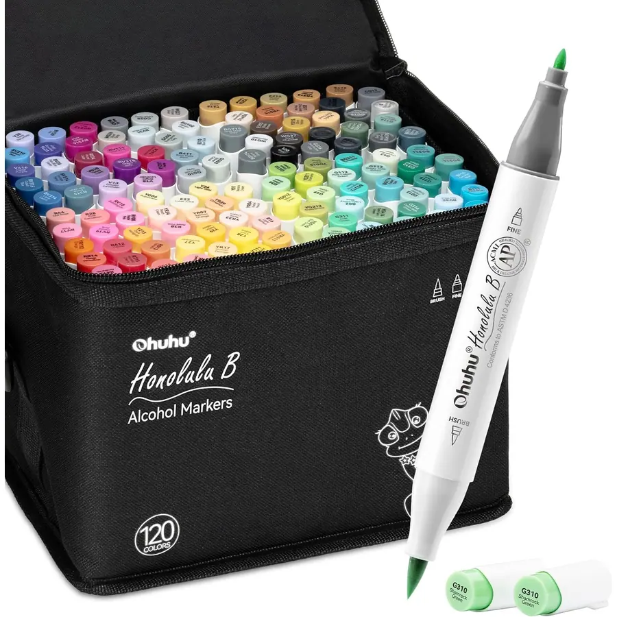 Ohuhu Pinselmarker 120 Pinsel & Fein mit Mischer für Kunst – B0FSQD1NTX