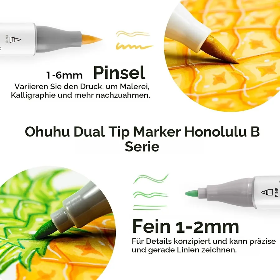 Ohuhu Pinselmarker 120 Pinsel & Fein mit Mischer für Kunst – B0FSQD1NTX – Miniaturansicht 3