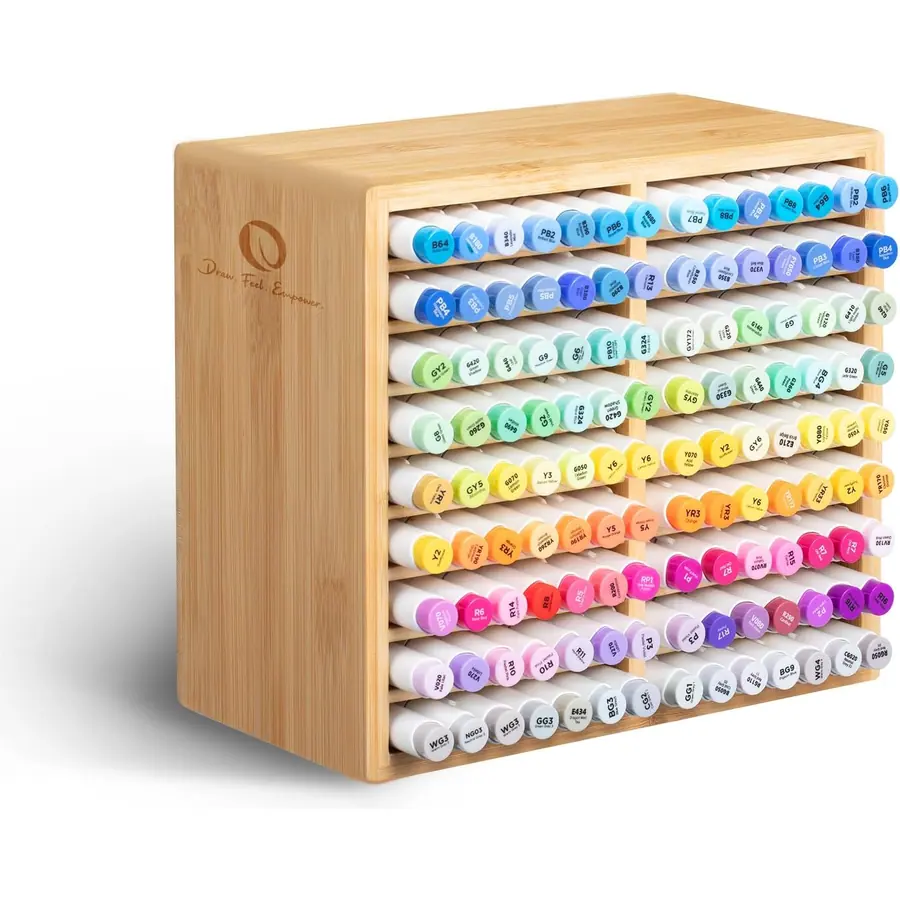 Ohuhu Bambus Marker-Organizer für 126 Marker – Farbe Braun – B0HF4RM2VP